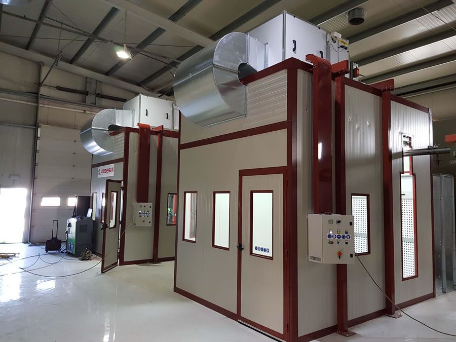 Pressurized double spray booth system S.C. High Tech Tecnosky (Romania) - Ardesia projects